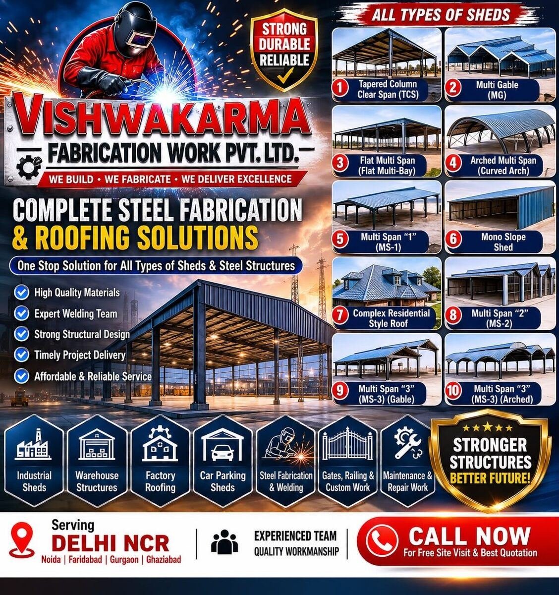 Top 10 Types of Industrial Sheds & Roofing Solutions for Factories in Delhi NCR