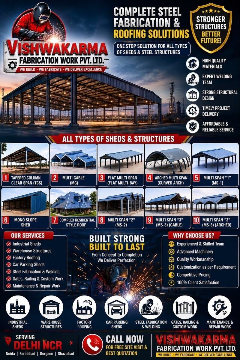 Top Heavy Steel Fabrication & Tin Shed Construction Services in Faridabad